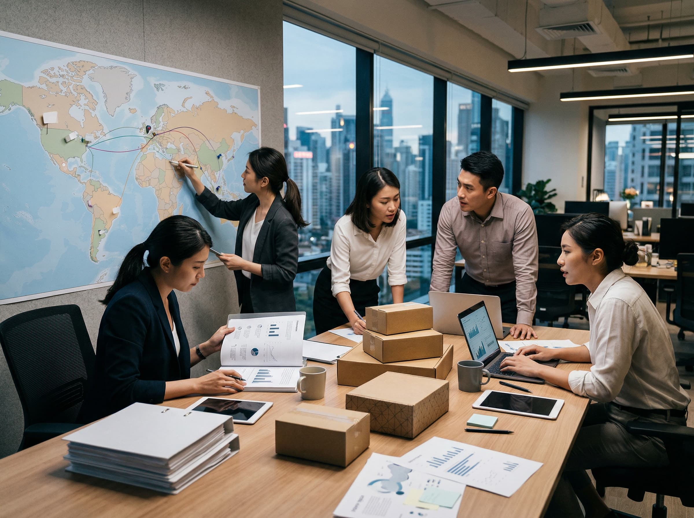 Asian strategy team planning international expansion for a health and wellness brand