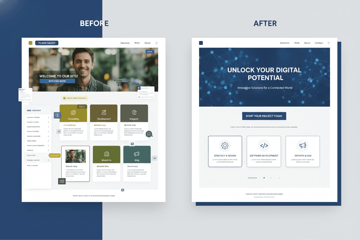 Comparison of cluttered vs optimized landing pages
