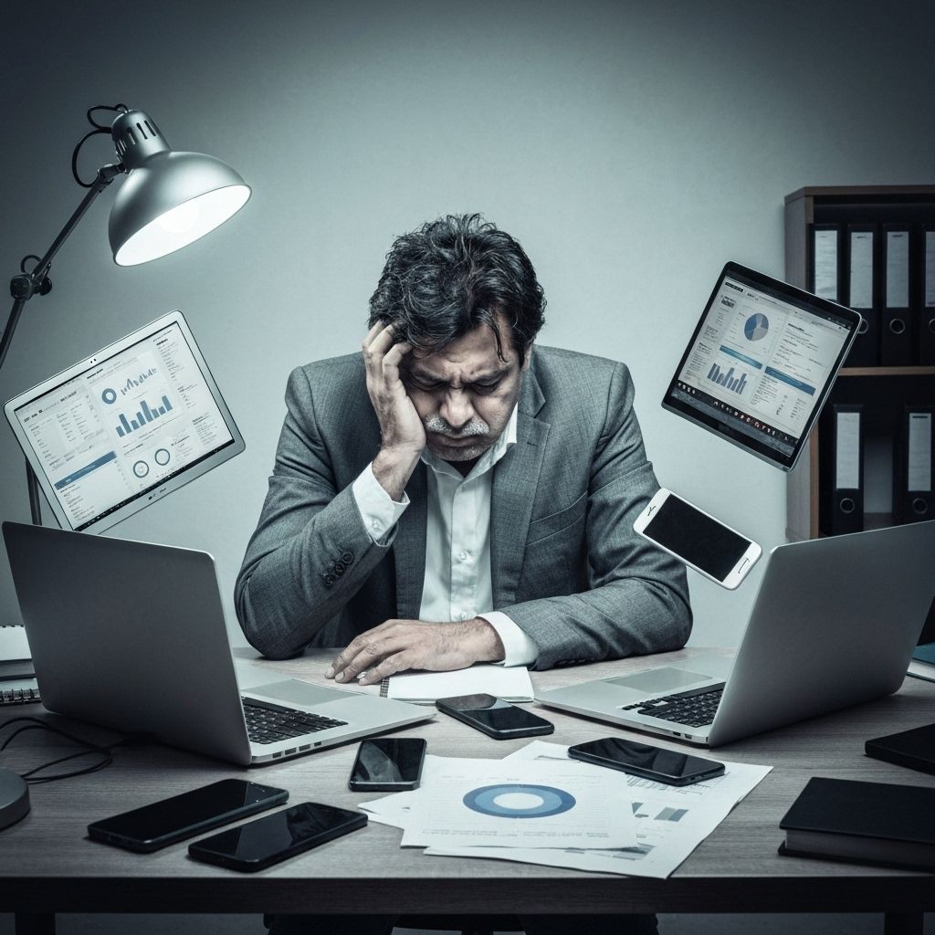 Business owner juggling multiple marketing tasks